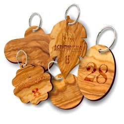 Portachiavi ovale in legno d'ulivo art. P050